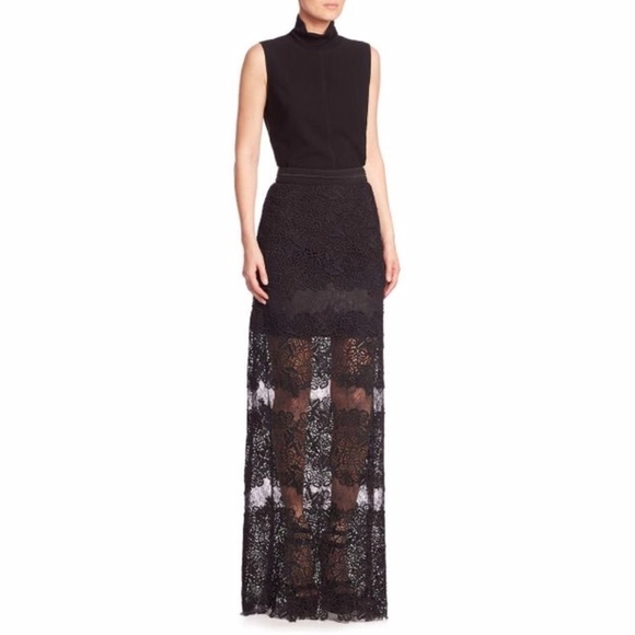 Elie Tahari Lace Black Mini Maxi Skirt Size 4